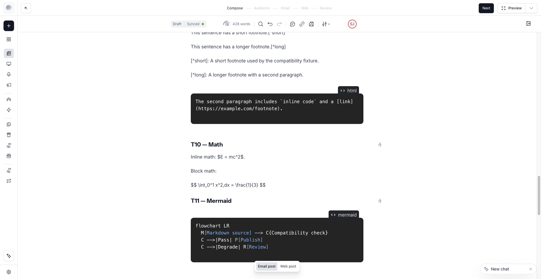 Beehiiv editor on 2026-08-24: footnotes/code