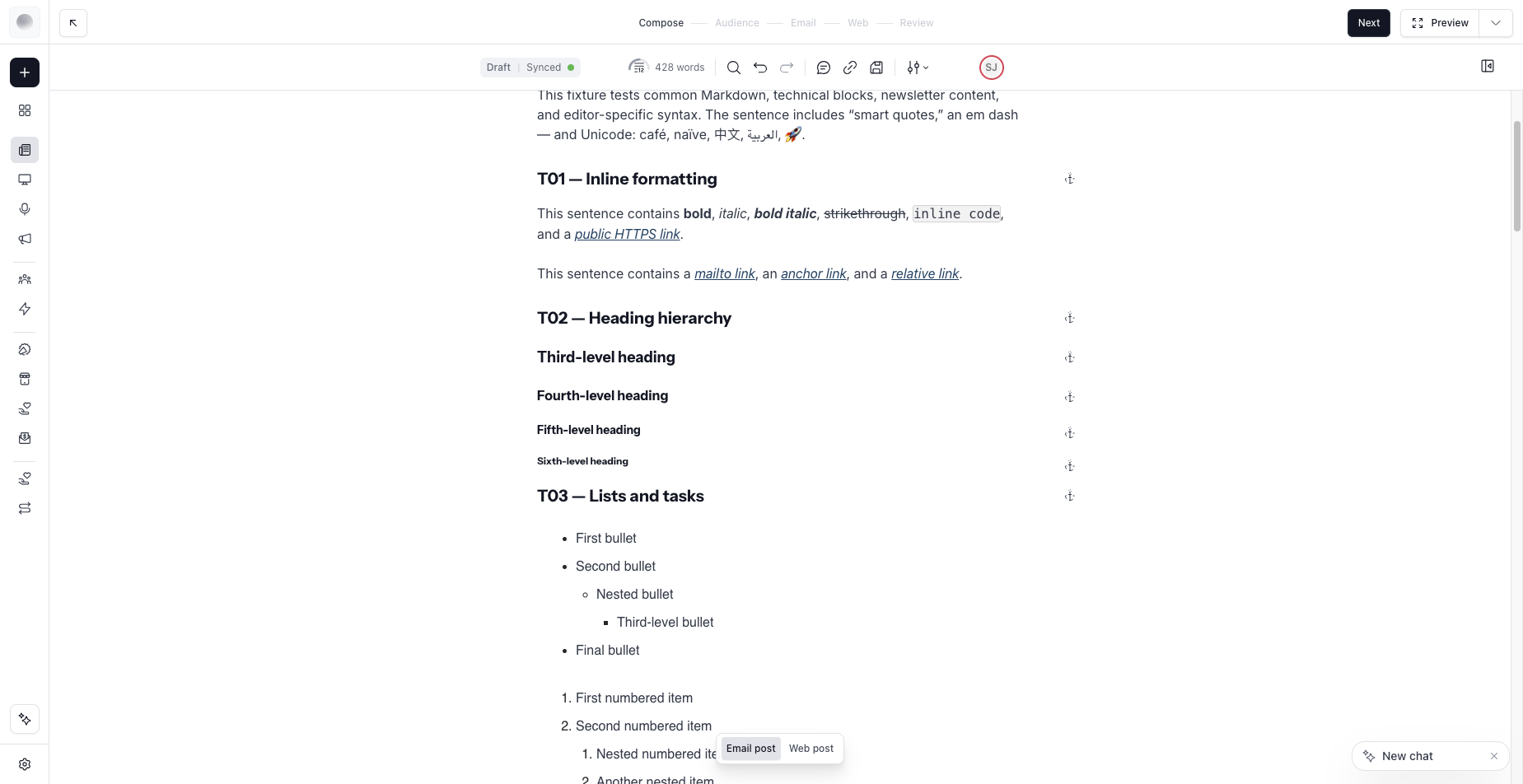 Beehiiv editor on 2026-08-24: top